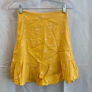 For Love and Lemons Yellow Embroidered Skirt